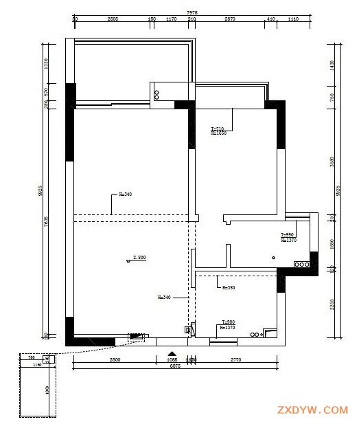 两室一厅装修改造设计案例图